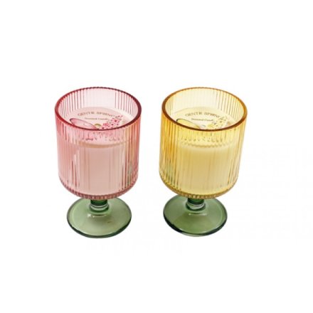 2/A Glass Stem Candles, 13cm 
