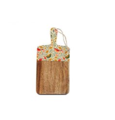 Beautifully crafted mango wood board featuring charming songbird design
