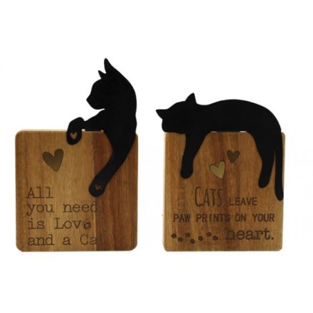 2/A Wood Cat Plaques. 20cm 