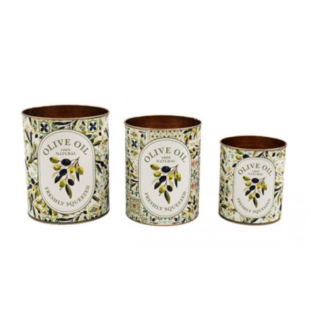 Set of 3 Olive-Themed Storage Tins