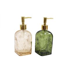 Bring a botanical touch to your space with raised palm detailing and a gleaming gold-tone pump