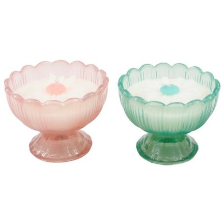2/A Pastel Footed Flower Candle, 9cm 