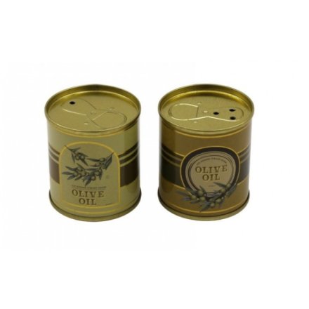 6.2cm  Olive Oil Tin Salt & Pepper Pots, S/2