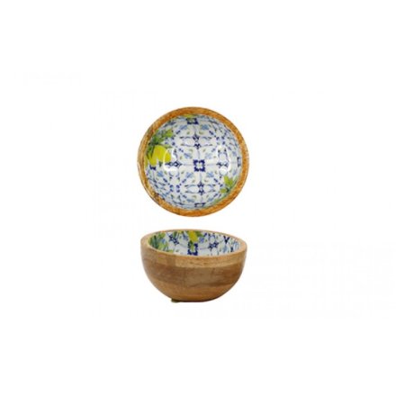Coastal Lemon Wooden Bowl, 11cm