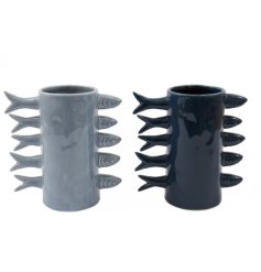 a charming assortment of 2 fish design vases