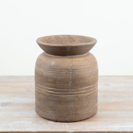 a charming terracotta churn style vase 