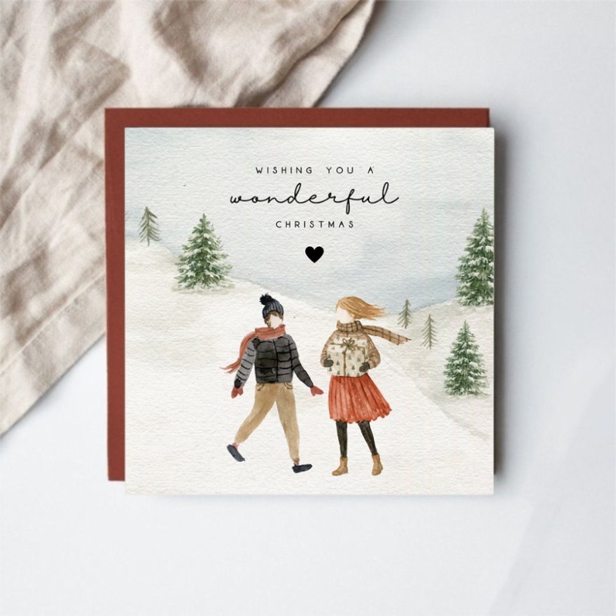 15cm Winter Walk Luxury Christmas Card