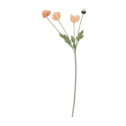 Peach Poppy Faux Stem, 63cm