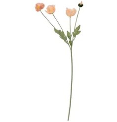 Evoking sun-kissed summer fields, this artificial poppy stem has soft, delicate petals in a gentle apricot-peach shade