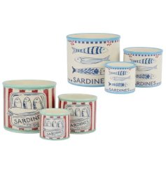 Bring a playful seaside vibe to your home with our Coastal Sardine Pots.