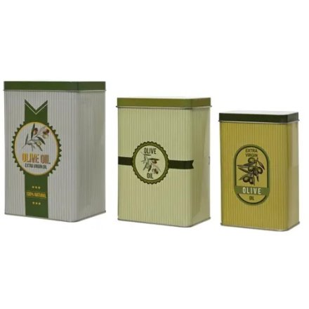 S/3 Olive OIl Storage Tin, 18.5cm 