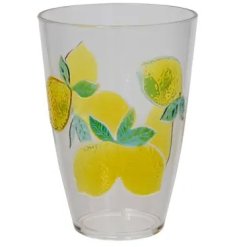 a charming bright and vibrant plastic lemon design glass 