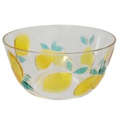 a delightful serving bowl featuring a lively lemon motif