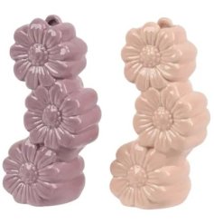 Pastel-toned daisy stack vase in a charming floral design