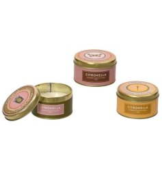 Keep bugs at bay in style with this colorful citronella outdoor candle collection.