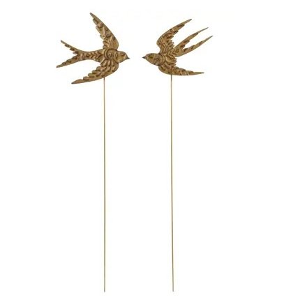 2/A Gold Bird Garden Stake, 80cm 