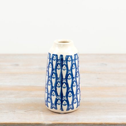 Coastal Shoal Fish Vase, 17.5cm