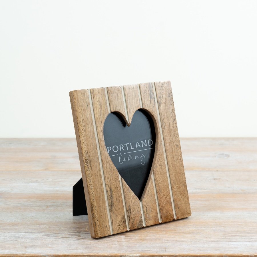 a delightful freestanding heart-shaped frame for treasured memories
