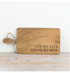 a charming picky bits chopping board 