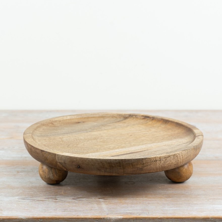Wooden Pedestal Tray, 30cm 