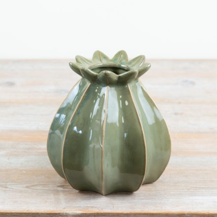 a stunning green poppy bud vase 