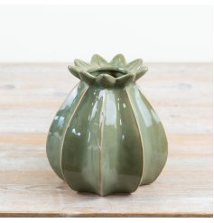 a stunning green poppy bud vase 
