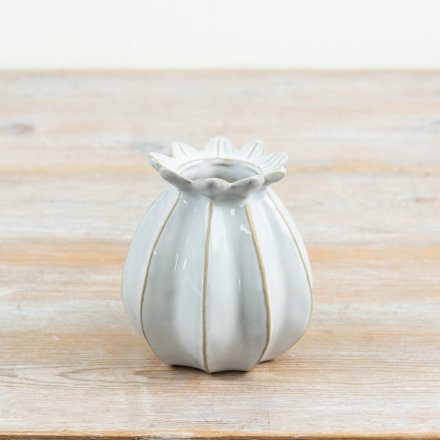 A charming white poppy vase 