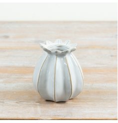 A charming white poppy vase 