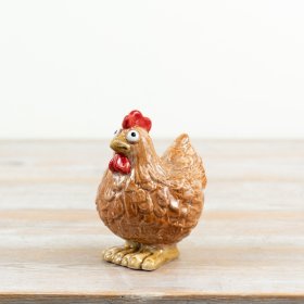 Adorable farmyard chicken figurine in an attractive gift box, ideal for rustic home styling
