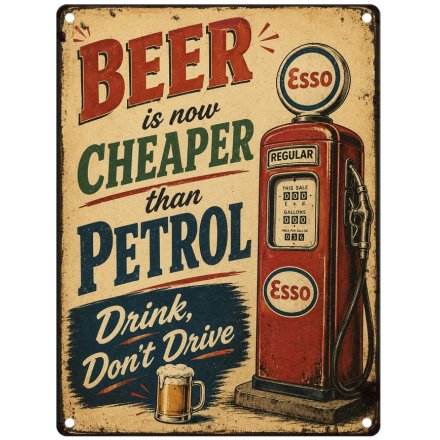 Drink Don't Drive Retro Metal Wall Sign, 20cm
