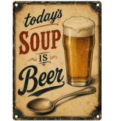 Inject a bit of cheeky humour into your space with this delightful beer-themed metal sign