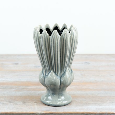 Sage Grey Vase, 24cm 