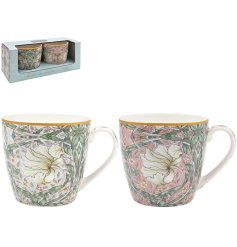 Start your day with nature's charm in these elegant ceramic breakfast mugs