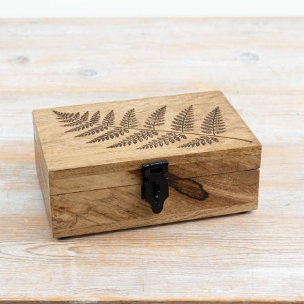 Tree Embossed Wooden Trinket Box, 20cm