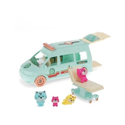 Delightful kitten ambulance playset for imaginative rescue adventures