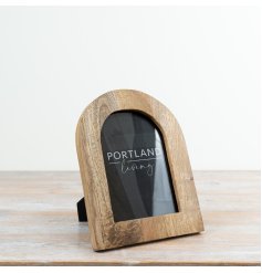 a stunning freestanding wooden arch frame