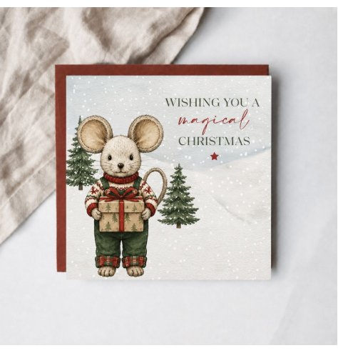 Share heartfelt festive greetings with this enchanting mouse Christmas card