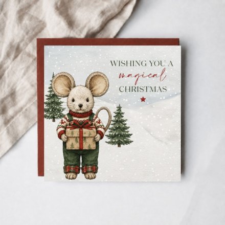 Magical Mouse Xmas Card, 15cm
