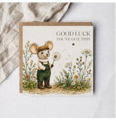 Lift spirits with this adorable mouse-themed card radiating positivity and good luck