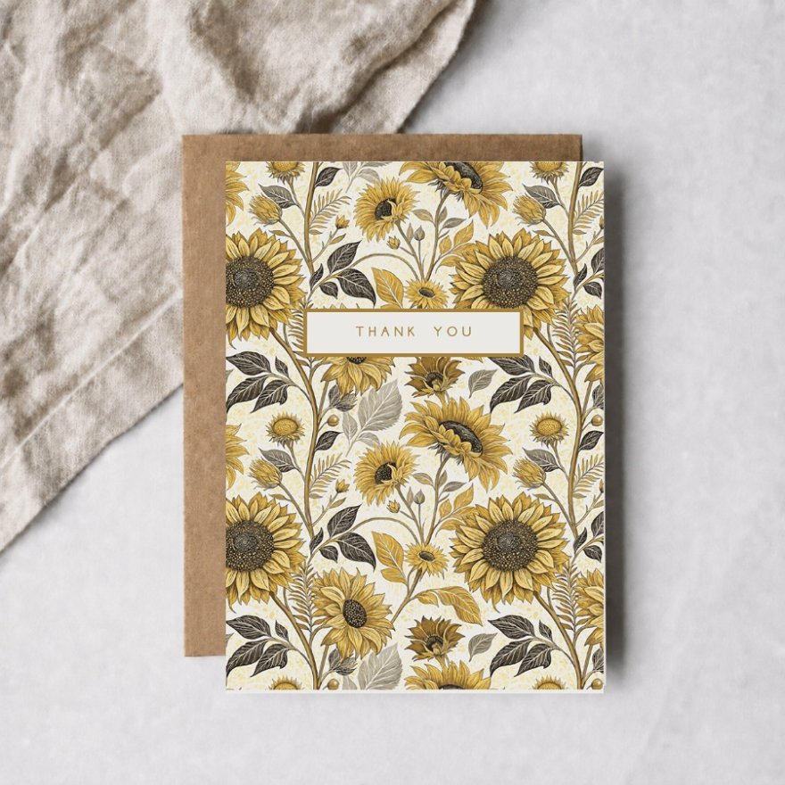 Thank you Sunflower Greeting card , 16cm 