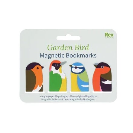 Four delightful bird-themed magnetic bookmarks, perfect for nature-loving readers