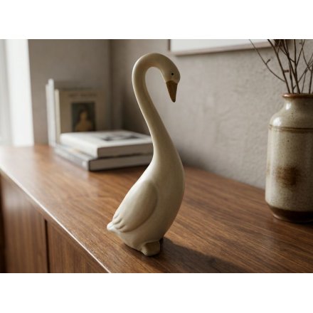 Elegant cream resin duck figure to enhance your home decor
