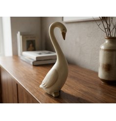 Elegant cream resin duck figure to enhance your home decor