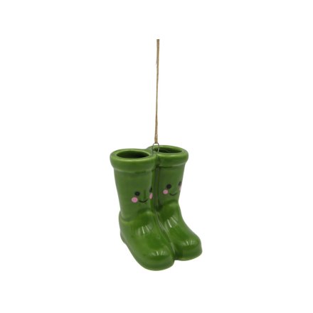 Hanging Smiley Face Welly Boots Deco, 5.5cm 