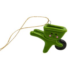 Charming ceramic garden-themed decoration with a happy face detail