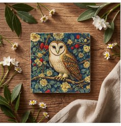 Bring elegance to your kitchen or study with this charming William Morris owl coaster