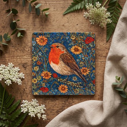 10cm William Morris Robin Coaster