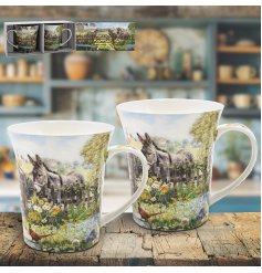 Enjoy your favourite hot beverage with these elegant donkey-themed mugs, inspired by rustic countryside charm