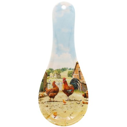24cm Cockerel and Hen Spoon Rest
