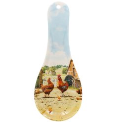 Enhance your kitchen with the cosy countryside vibe of this charming cockerel and hen spoon rest